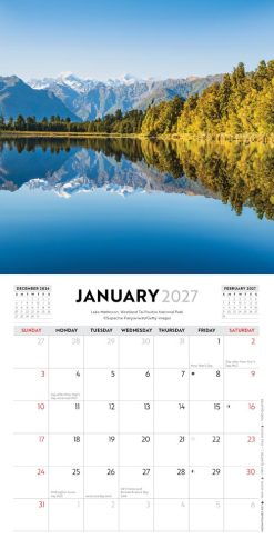 National Parks of New Zealand 2027 Mini Square Wall Calendar - Image 3