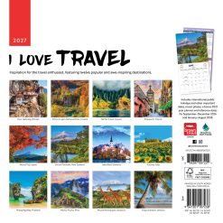 Alternative view of I Love Travel 2027 Square Wall Calendar