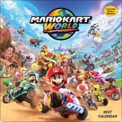Mario Kart World 2027 Square with Bonus Stickers Wall Calendar
