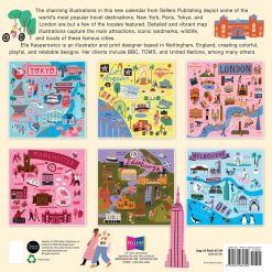Alternative view of Drawn to Travel: Illustrated Cities of the World 2027 Square Wall Calendar