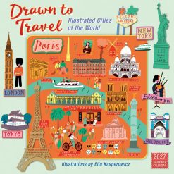 Drawn to Travel: Illustrated Cities of the World 2027 Square Wall Calendar