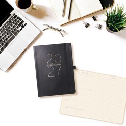 Black 6 x 8 Vegan Leather 2027 Planner Diary - Image 5