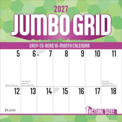 Jumbo Grid Large Print 2027 Square Matte Plato FOIL Wall Calendar
