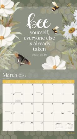 Bee Kind 2027 Linen Env Brush Dance FOIL Wall Calendar - Image 3