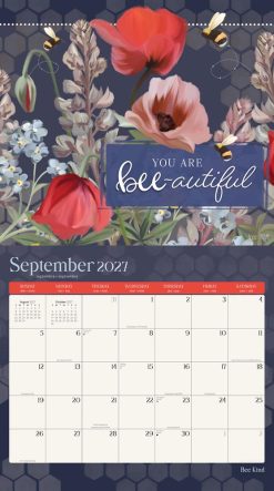 Bee Kind 2027 Linen Env Brush Dance FOIL Wall Calendar - Image 4