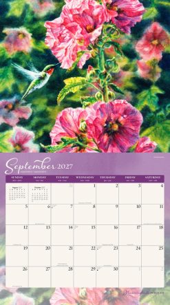 Hummingbirds 2027 Linen Env Brush Dance FOIL Wall Calendar - Image 4