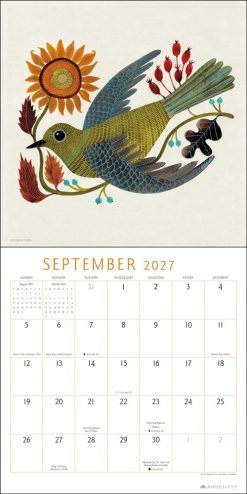 Feathered Friends 2027 Square Wall Calendar - Image 3
