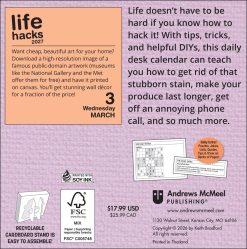 Alternative view of Life Hacks 2027 Boxed Desk Calendar