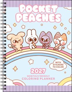 Pocket Peaches 2027 Monthly/Weekly Coloring Planner with Stickers to Color Diary