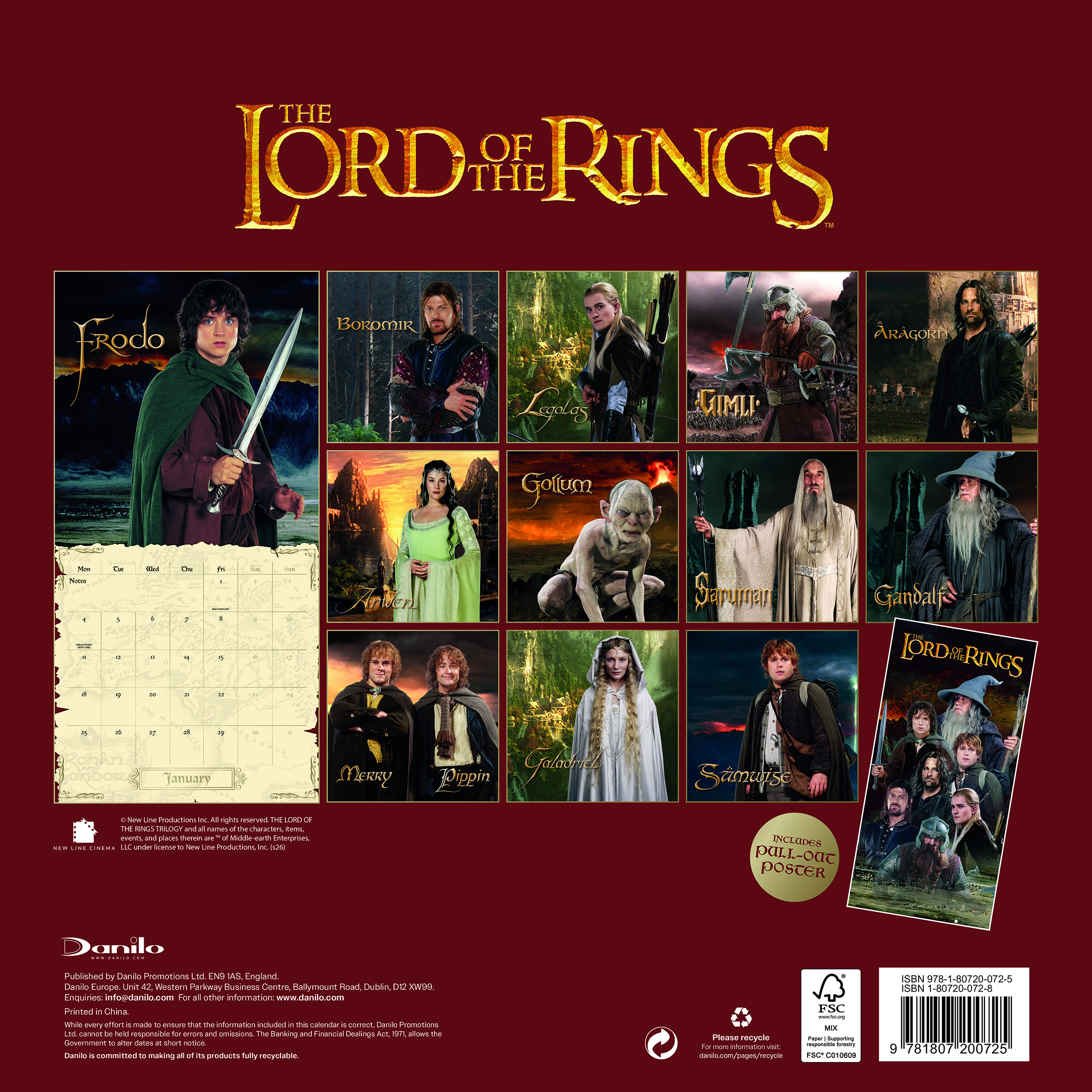 Alternative view of Lord Of The Rings 2027 Square Wall Calendar